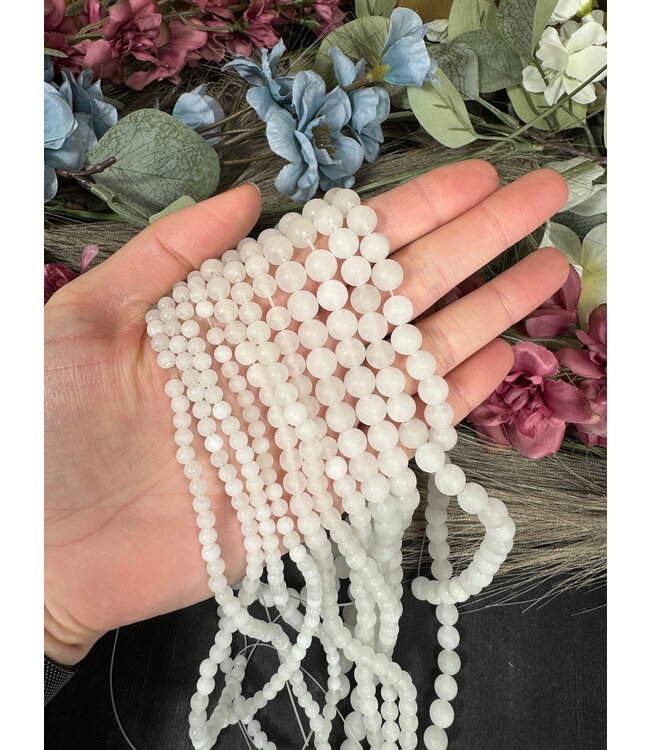 White Jade Beads Frosted/Matte 15" Strand 4mm 6mm 8mm