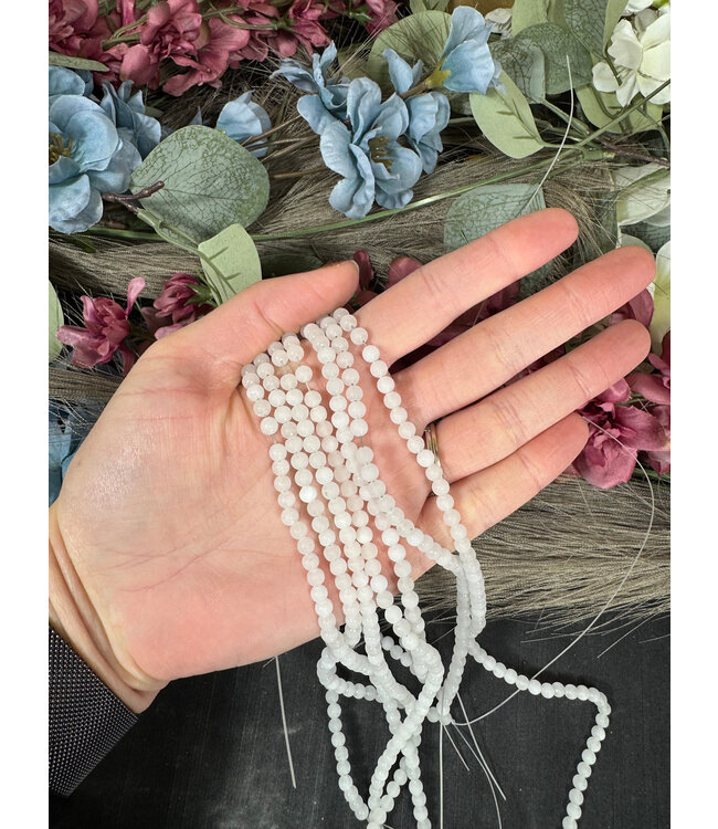 White Jade Beads Frosted/Matte 15" Strand 4mm 6mm 8mm