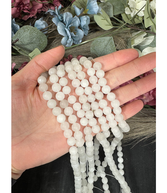 White Jade Beads Frosted/Matte 15" Strand 4mm 6mm 8mm