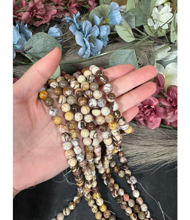 Zebra Jasper Beads Polished 15" Strand 6mm 8mm