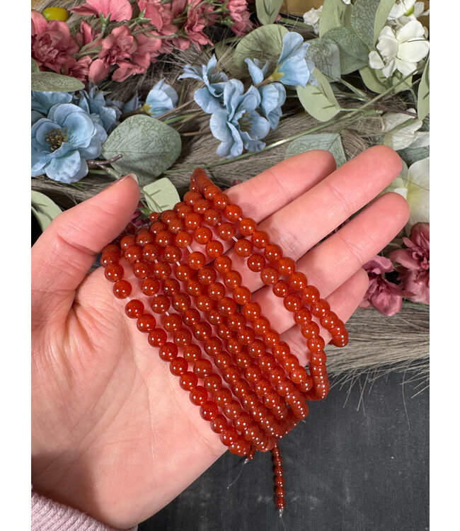 Dark Red Carnelian Beads, Dyed, Polished 15" Strand 6mm 8mm