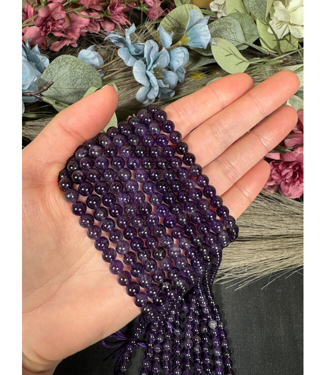 Amethyst Beads Polished Grade AB 15" Strand 4mm 6mm 8mm 10mm