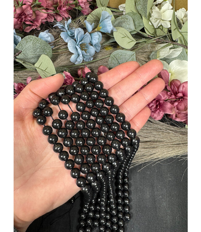 Shungite Beads Polished 15" Strand 6mm 8mm
