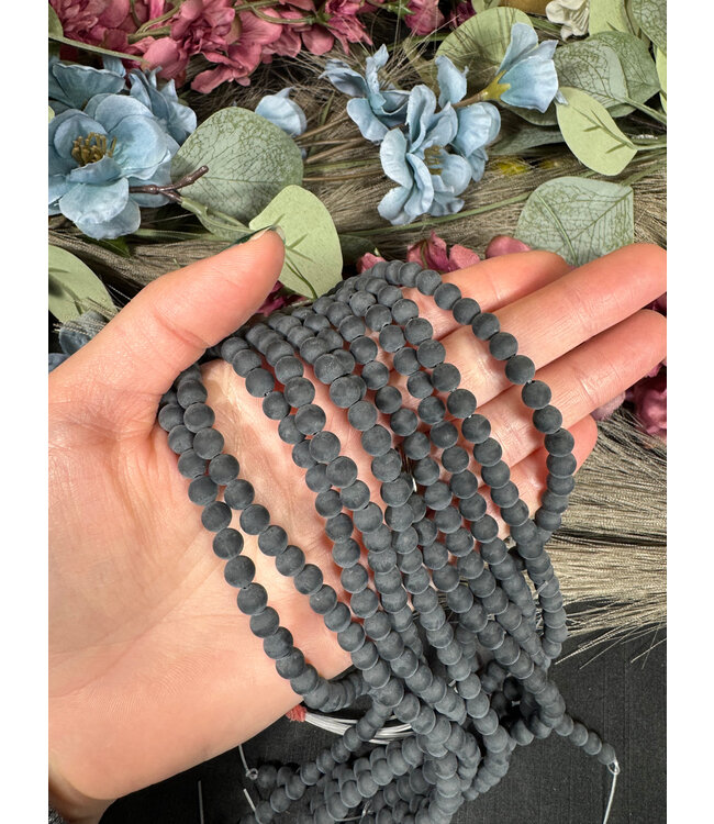 Black Agate Beads Frosted/Matte 15" Strand 4mm 6mm 8mm 10mm