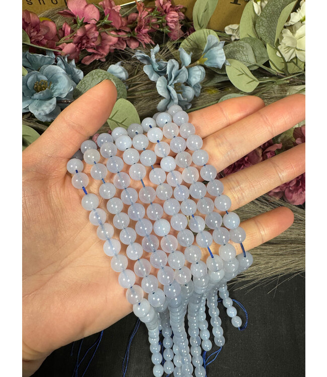 Blue Lace Agate Beads Polished 15" Strand 6mm 8mm