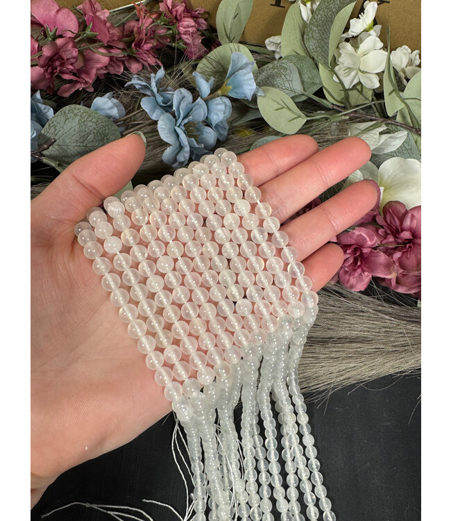 Selenite Beads Polished 15" Strand 4mm 6mm 8mm