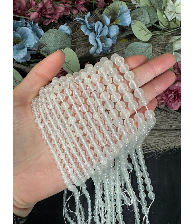 Selenite Beads Polished 15" Strand 4mm 6mm 8mm