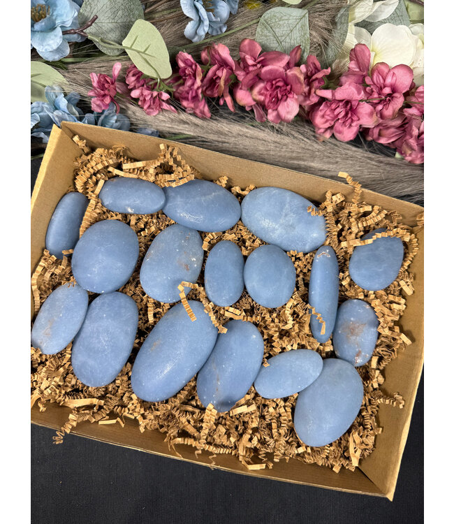 Angelite Palm Stones 1KG bulk lot