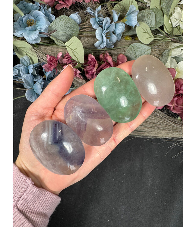 Rainbow Fluorite Palm Stone, Size Small [75-99gr]