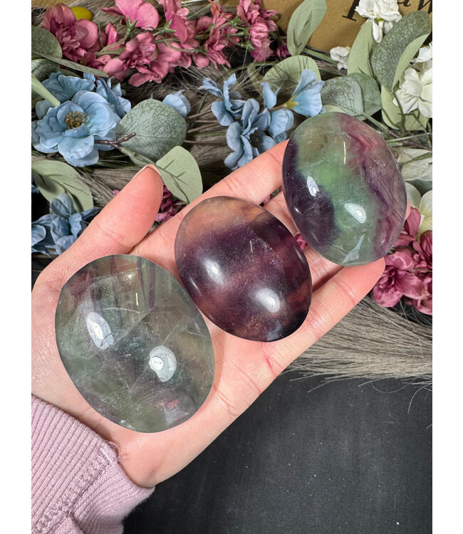 Rainbow Fluorite Palm Stone, Size Medium [100-124gr]