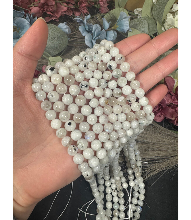 Rainbow Moonstone Beads Polished 15.5" Strand 6mm 8mm