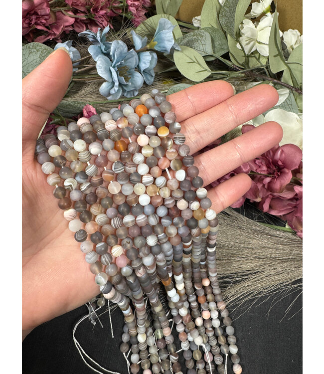 Botswana Agate Beads Frosted/Matte Grade A 15" Strand 6mm 8mm