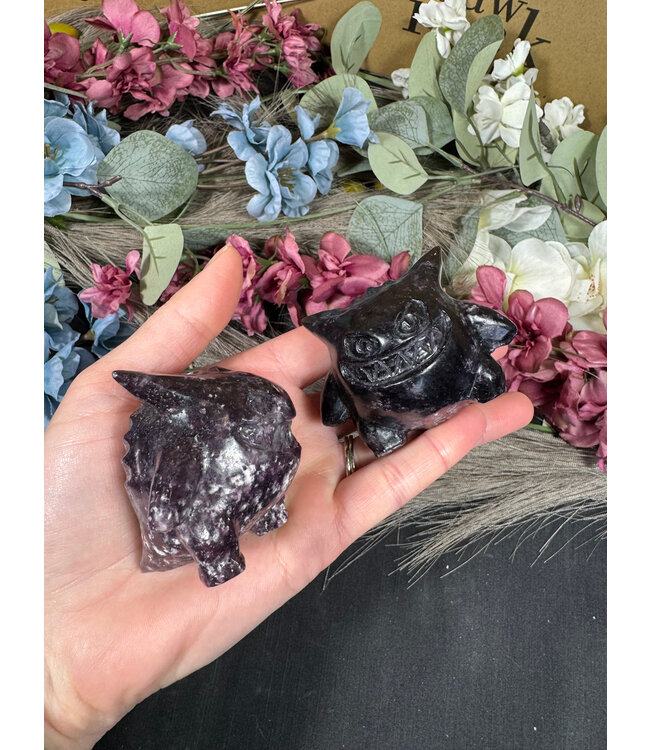Lepidolite Gengar Carving, Pokémon Carving