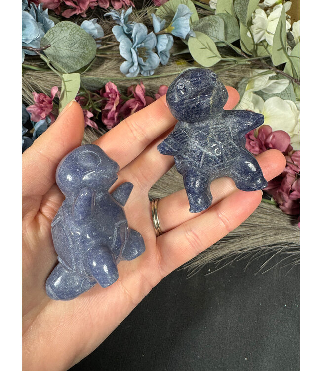 Blue Aventurine Squirtle Carving, Pokémon Carving