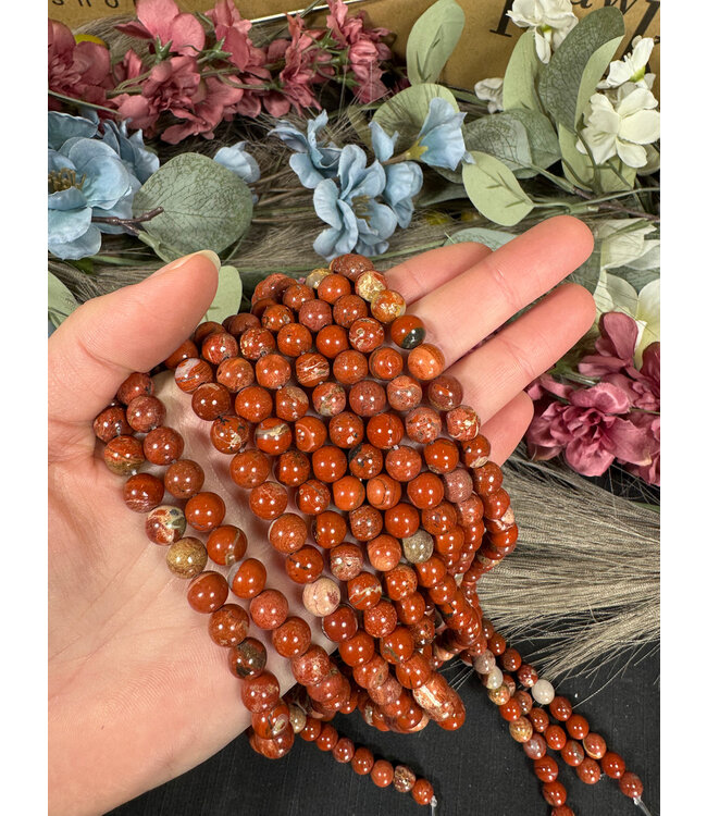 Red Jasper Beads Polished 15.5" Strand 6mm 8mm