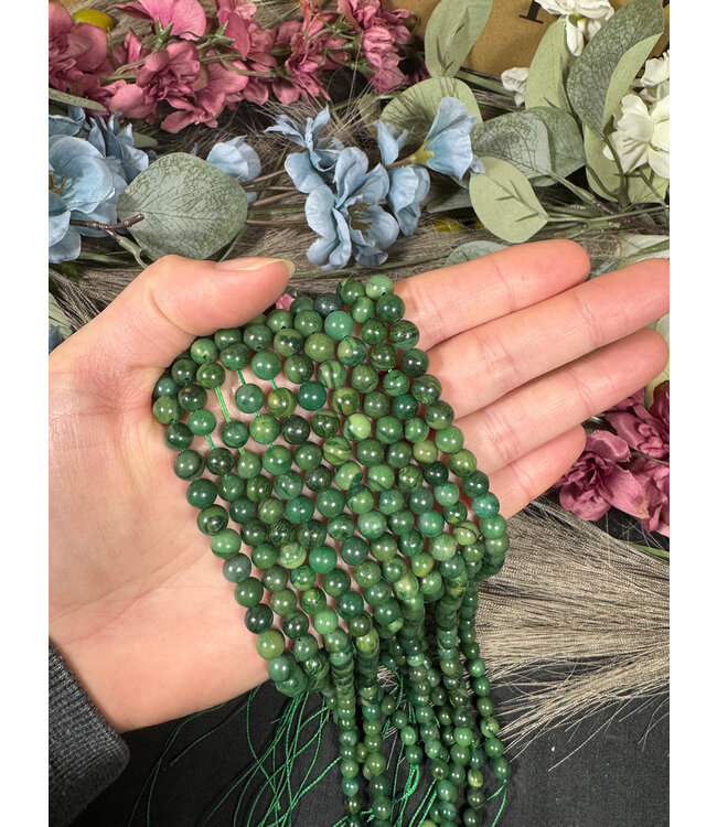 African Jade Beads Polished 15" Strand 6mm 8mm