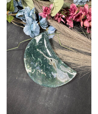 Moss Agate Moon Bowl #2, 276gr