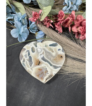 Moss Agate Heart Bowl #2, 342gr