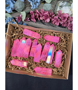 Pink Aura Quartz Points 1KG bulk lot