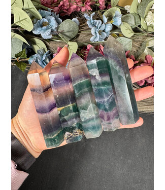 Teal/Purple Fluorite Point, Size X-Large [100-124gr]