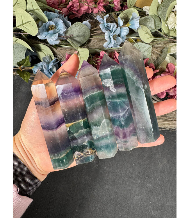 Teal/Purple Fluorite Point, Size X-Large [100-124gr]