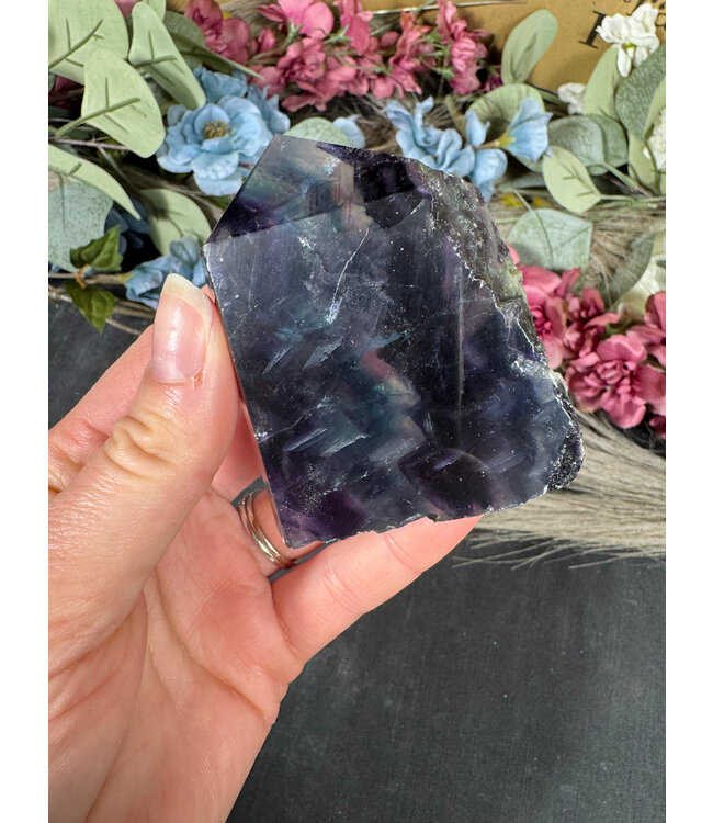 Half Raw Rainbow Fluorite Tower #15, 160gr