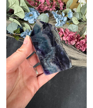 Half Raw Rainbow Fluorite Tower #18, 212gr