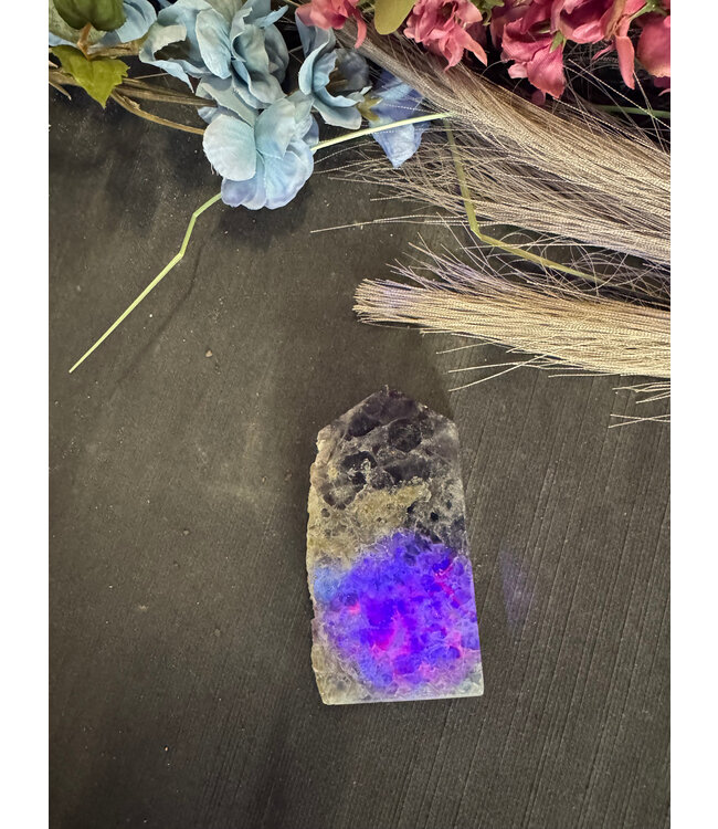 Half Raw Fluorescent Fluorite Tower #2, 250gr