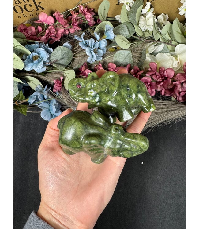 Green Jade Elephant Carving