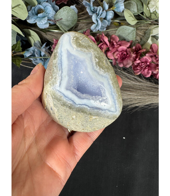Polished Blue Lace Agate Geode #1, 222gr