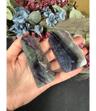 Half Raw Rainbow Fluorite Point, Size XX-Large [125-149gr]