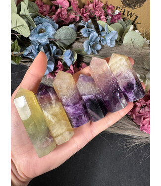 Purple with Yellow Top Fluorite Point, Size Medium [50-74gr]