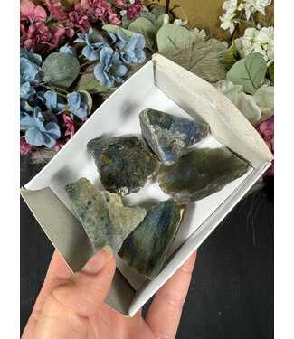 Labradorite Rough and Polished Mini Lot #3, 122gr