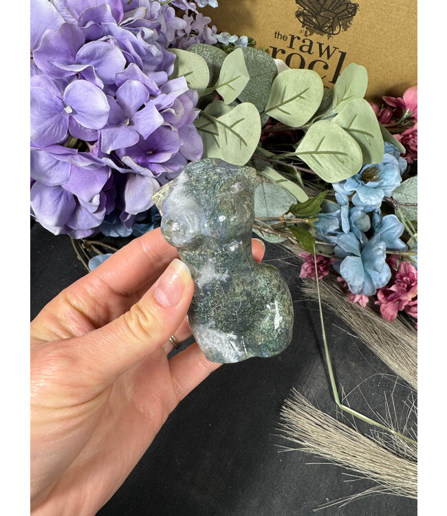 Moss Agate Goddess Body #18, 182gr
