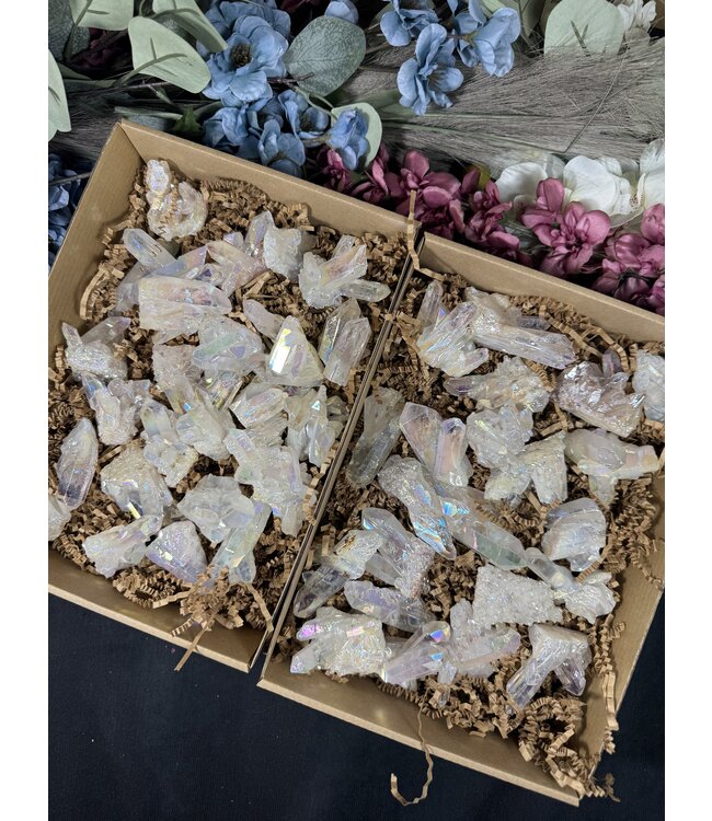 White Aura Quartz Clusters 1KG bulk lot