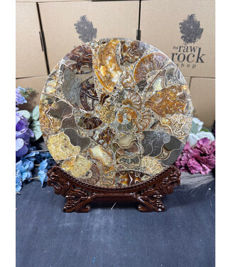 Ammonite Plate with Stand #9, 1088gr