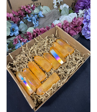 Orange Aura Quartz Points 1KG bulk lot