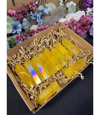 Yellow Aura Quartz Points 1KG bulk lot
