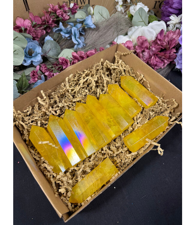 Yellow Aura Quartz Points 1KG bulk lot