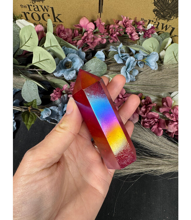 Red Aura Quartz Point, Size Jumbo [150-174gr]