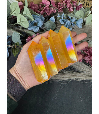 Yellow Aura Quartz Point, Size Large [75-99gr]