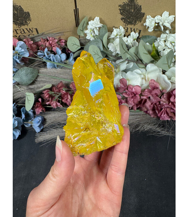 Yellow Aura Cluster #94, 242gr