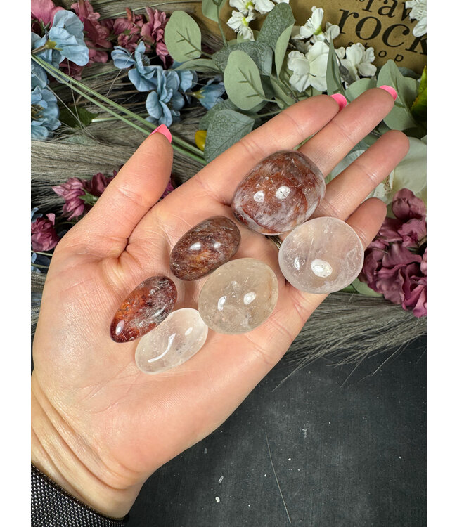 Fire Quartz Tumbled Stones, Polished ; 3 sizes available, purchase individual or bulk