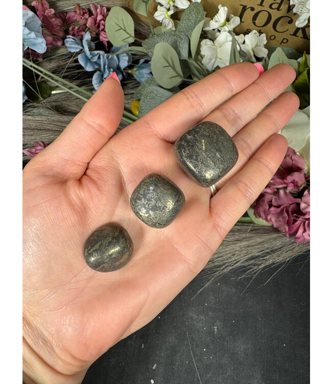 Pyrite Tumbled Stones, Polished ; 3 sizes available, purchase individual or bulk