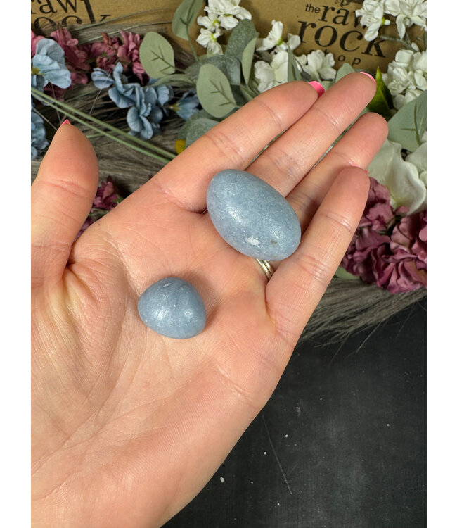 Angelite Tumbled Stones, Polished ; 2 sizes available, purchase individual or bulk