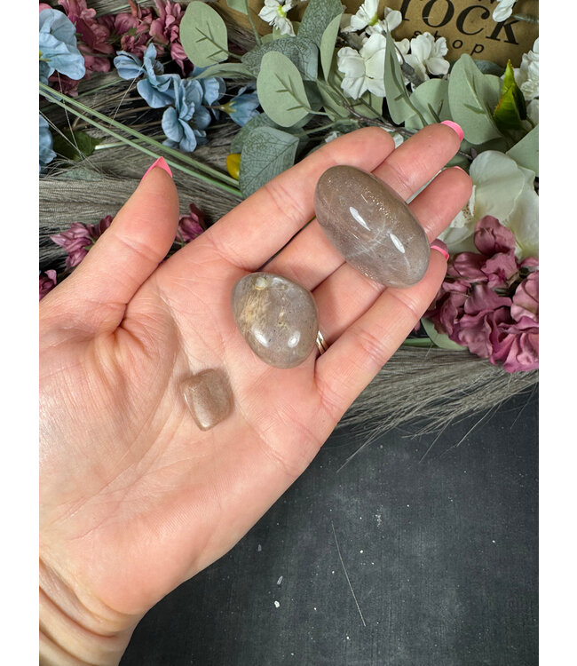 Peach Moonstone Tumbled Stones, Polished Peach Moonstone, Grade A; 2 sizes available, purchase individual or bulk