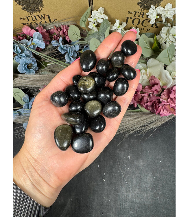 Gold Sheen Obsidian Tumbled Stones, Grade A, 1 Sizes Available, Purchase Individual or Bulk