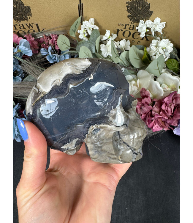 Fluorescent Agate Skull #1, 1196gr
