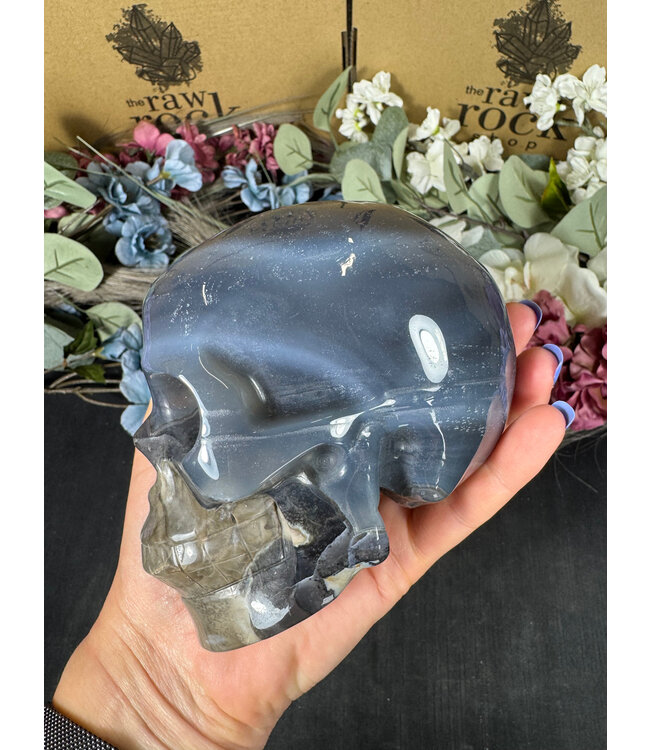 Fluorescent Agate Skull #1, 1196gr
