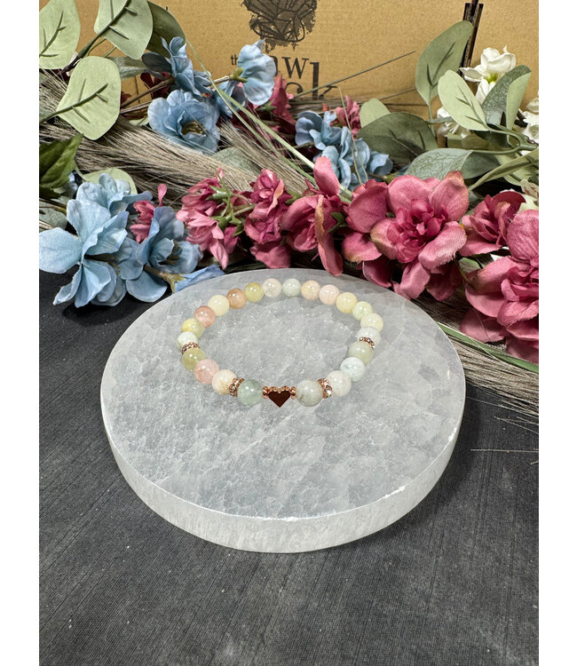 Morganite with Rose Gold Heart 8mm Bracelet